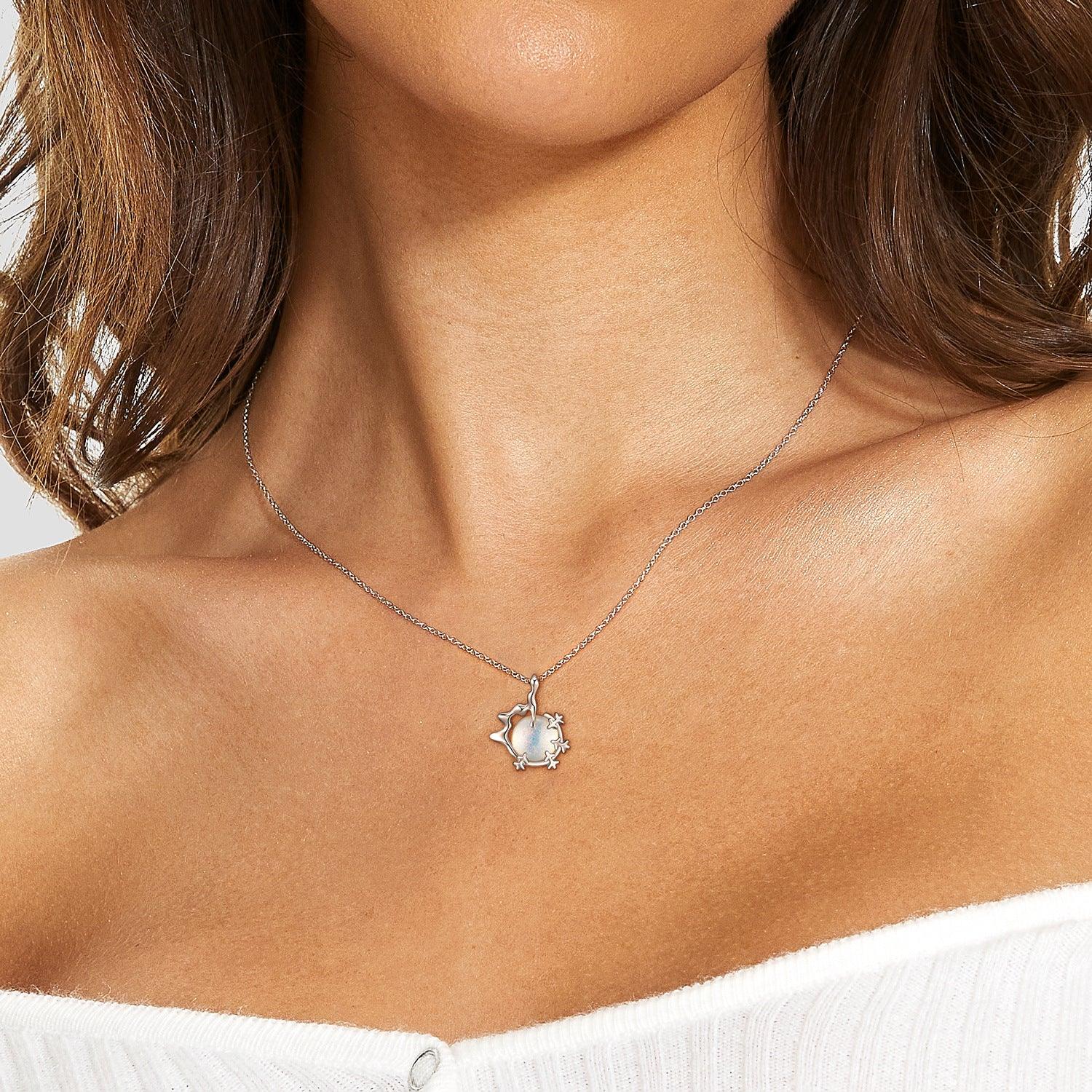 Snowflake Planet Handmade Series S925 Sterling Silver Necklace