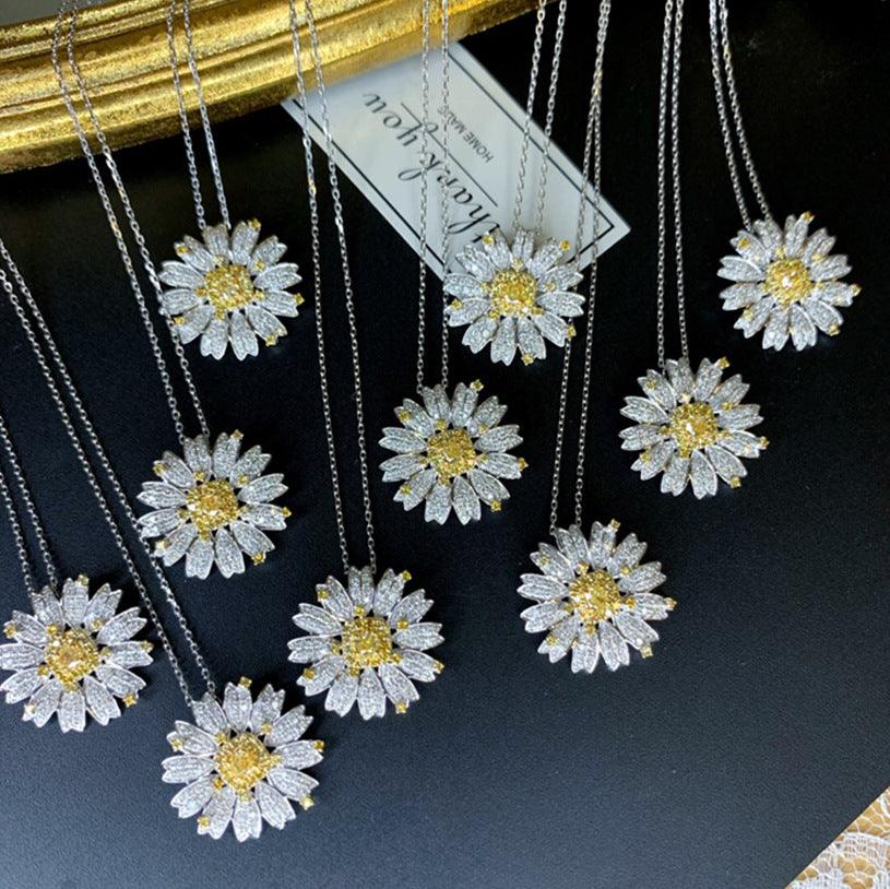Flower Series High Carbon Imitation Diamond S925 Silver Necklace