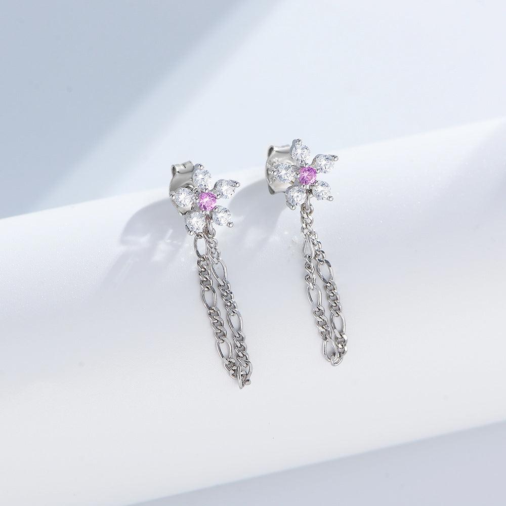 Classic sparkling tassel flower handmade series S925 sterling silver earrings
