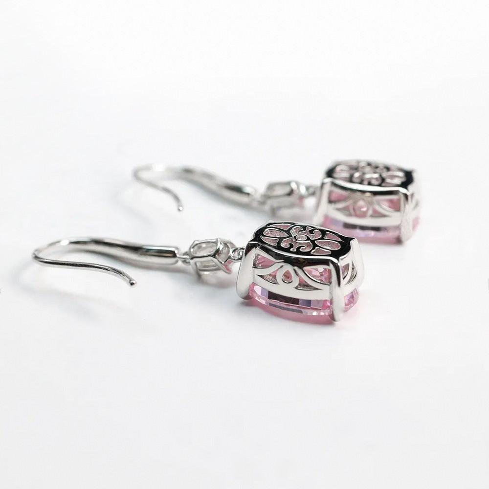 Luxury inlaid synthetic yellow diamond S925 sterling silver earrings
