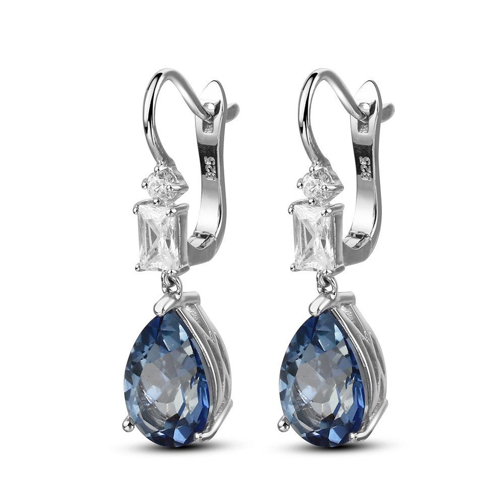 Classic Drop Shape S925 Silver Inlaid Natural Amethyst Earrings