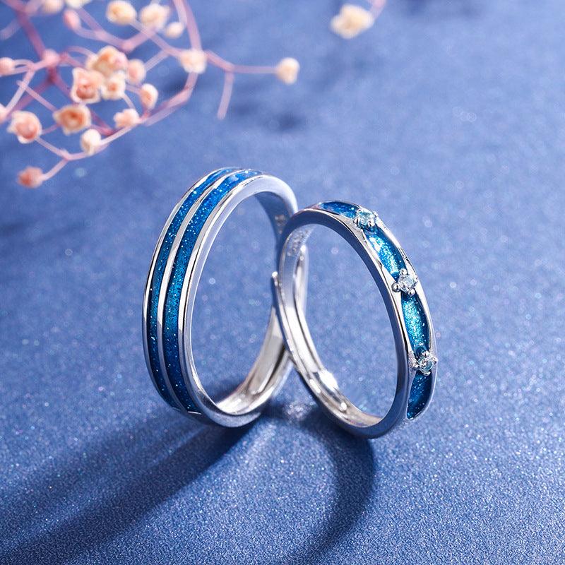 Crossing the Love River Handmade Series S925 Sterling Silver Couple Ring