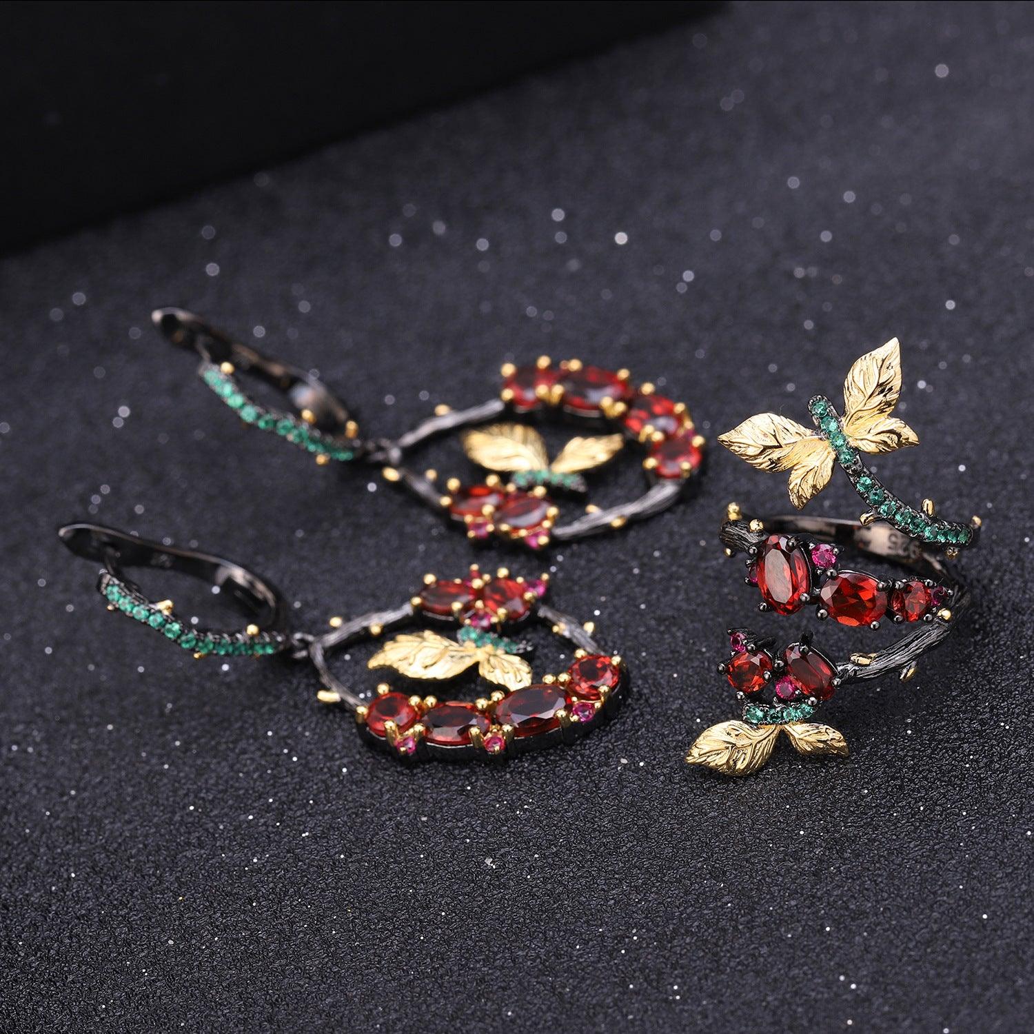 Secret Garden Series Wind Butterfly S925 Sterling Silver Natural Amethyst Earrings