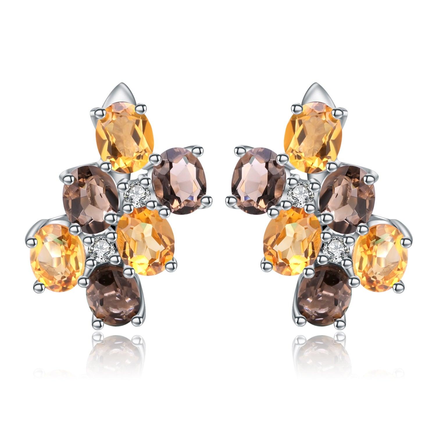 Light luxury design natural colored gemstone S925 sterling silver earrings-BlingRunway