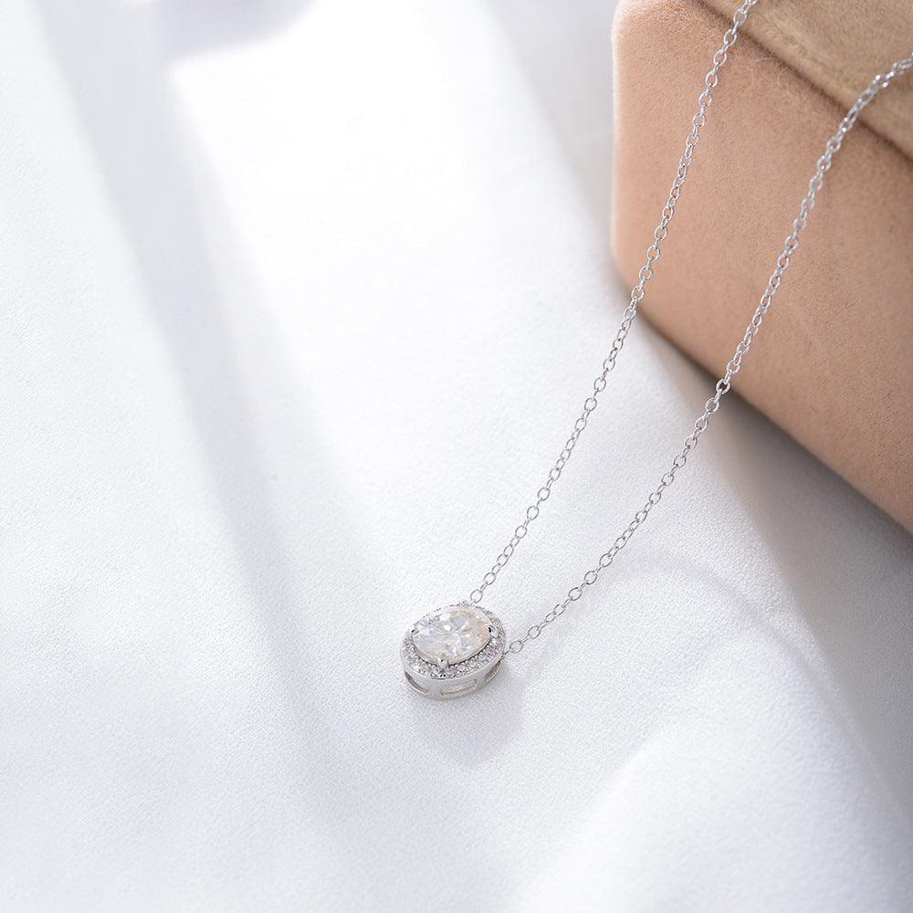 Classic sparkling oval zircon handmade series S925 sterling silver necklace