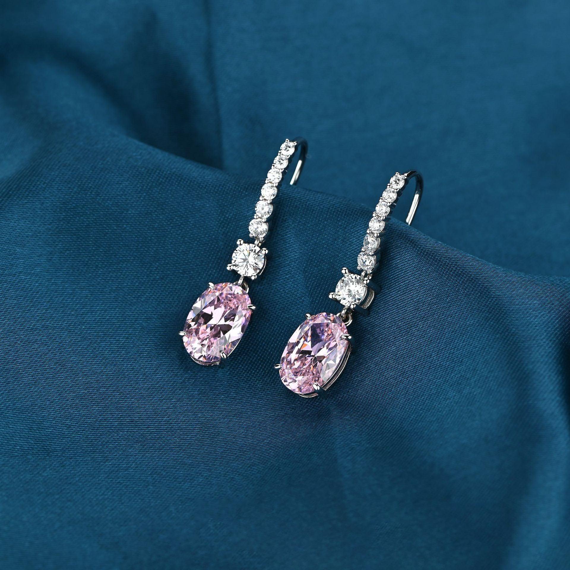 Luxury inlaid synthetic yellow diamond S925 sterling silver earrings