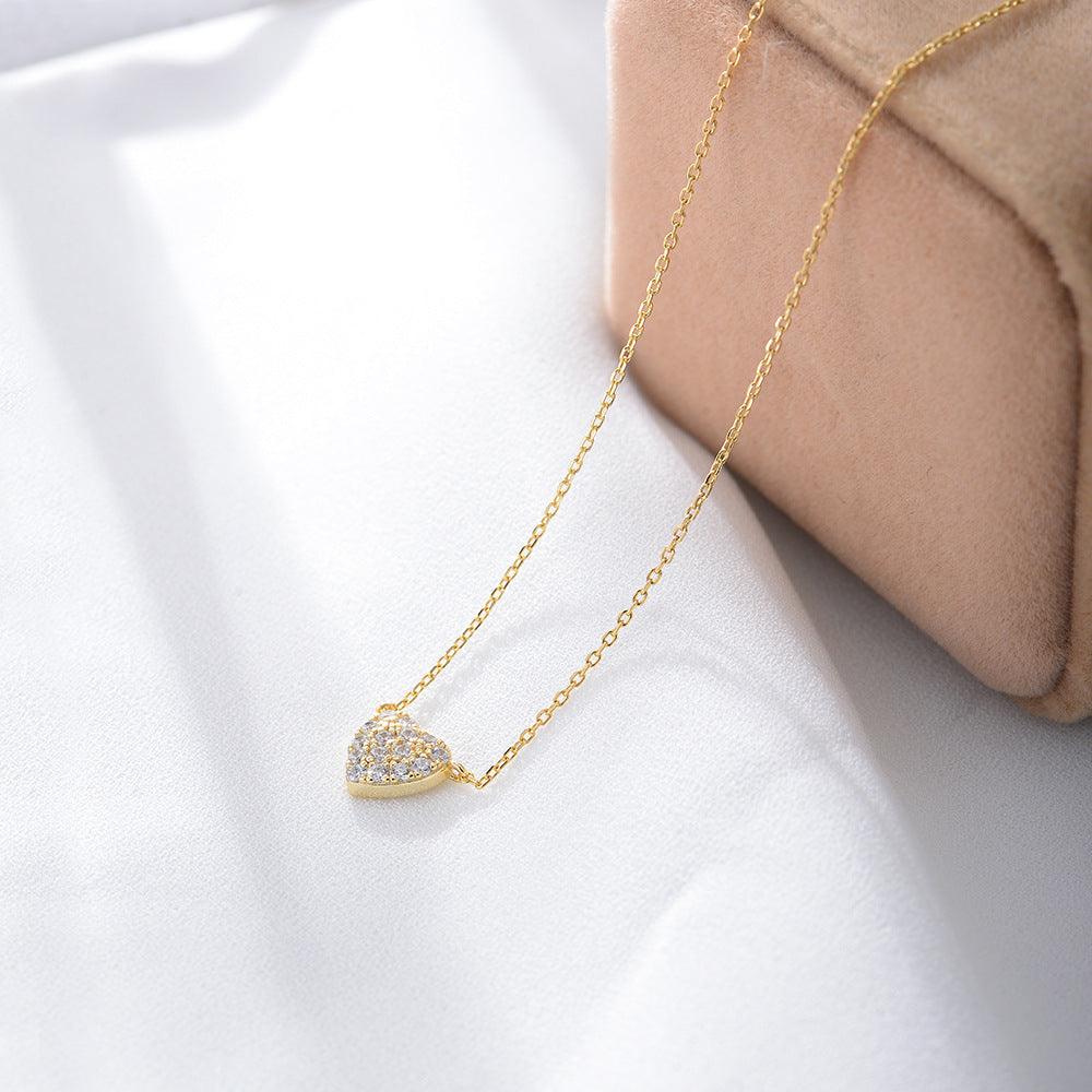 Classic Shining heart-shaped Zircon Handmade Series S925 Sterling Silver Necklace