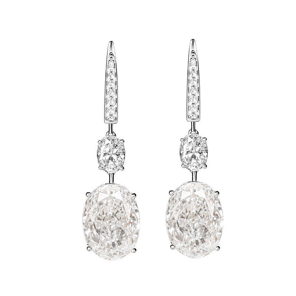 Luxury inlaid synthetic yellow diamond S925 sterling silver earrings