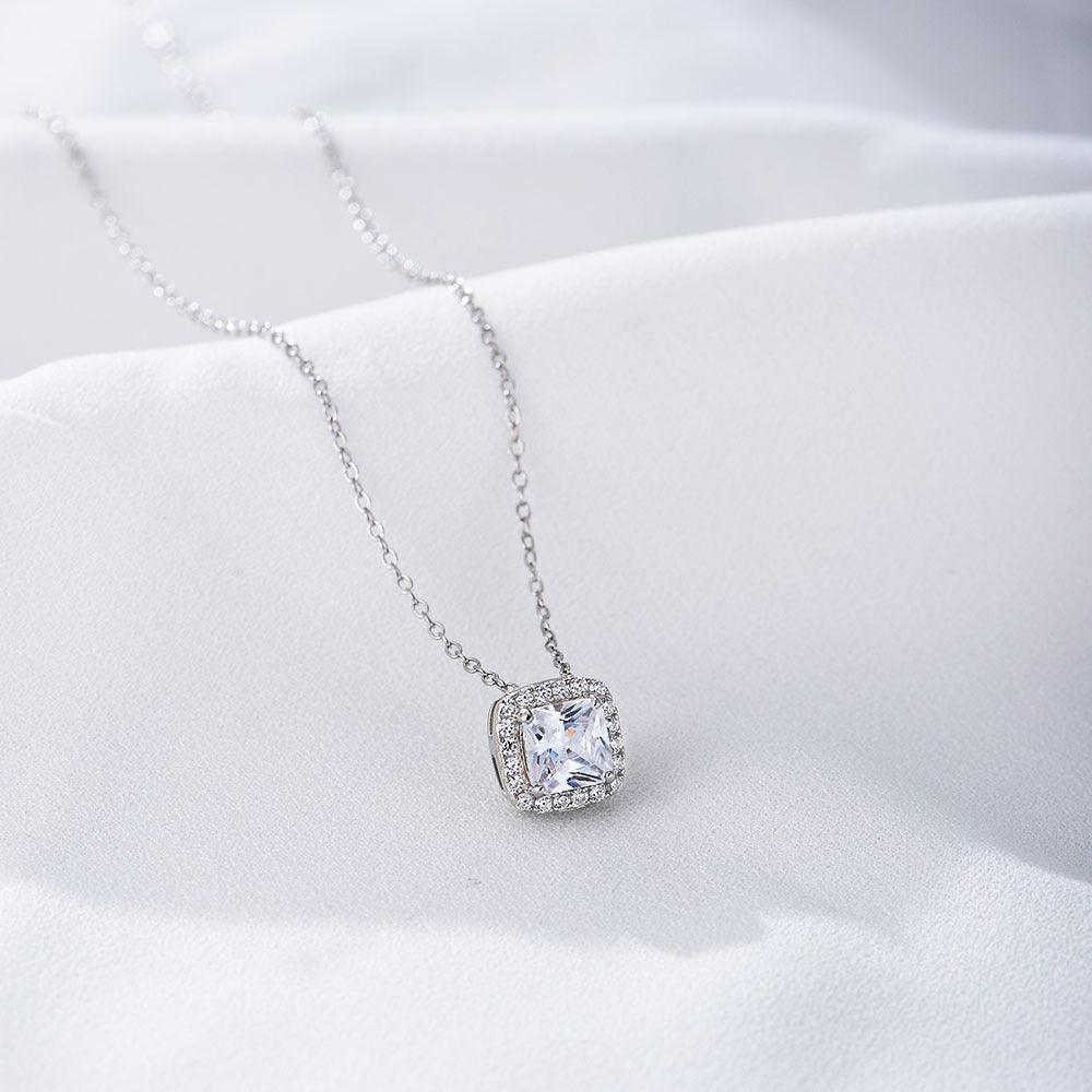 Classic Shining Square Zircon Handmade Series S925 Sterling Silver Necklace