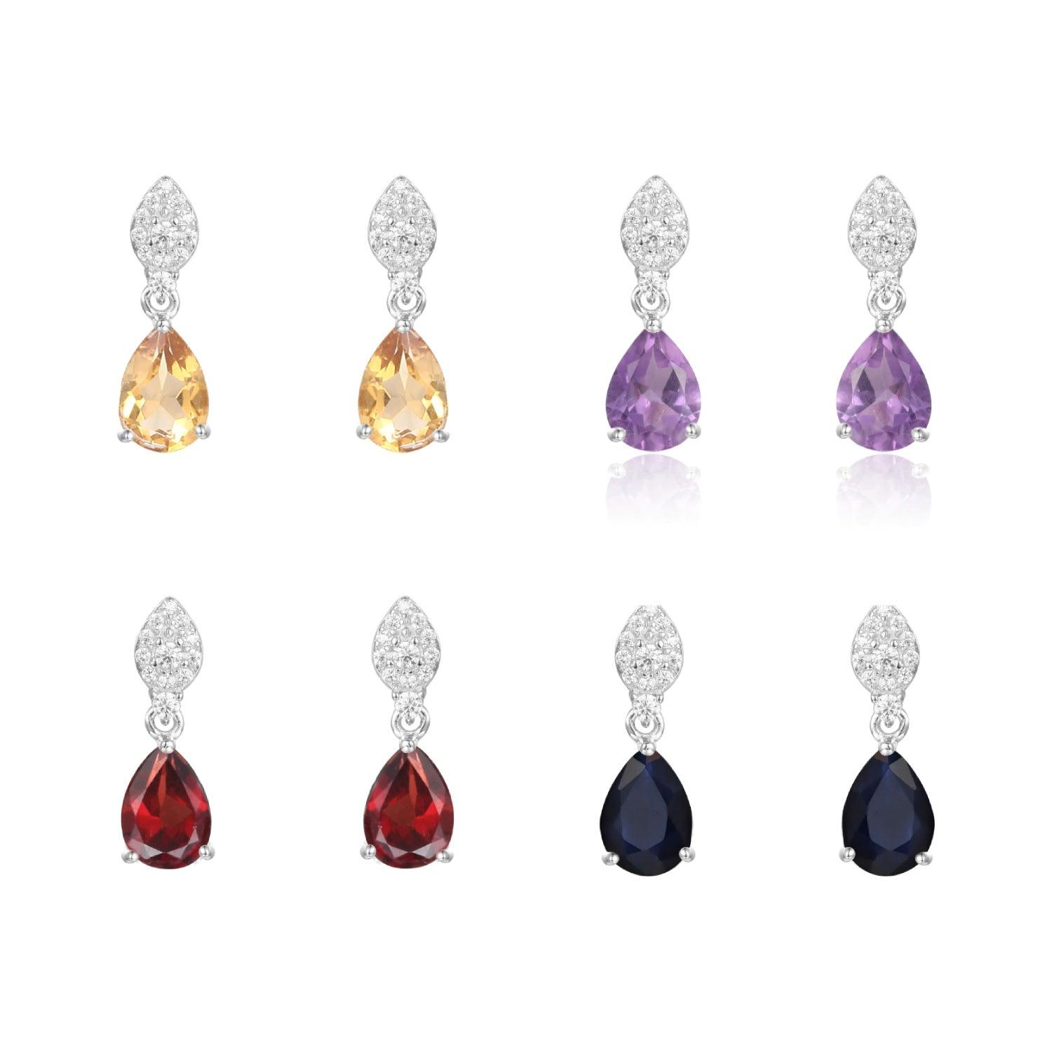 Purple Drop-shaped S925 Sterling Silver Amethyst Earrings