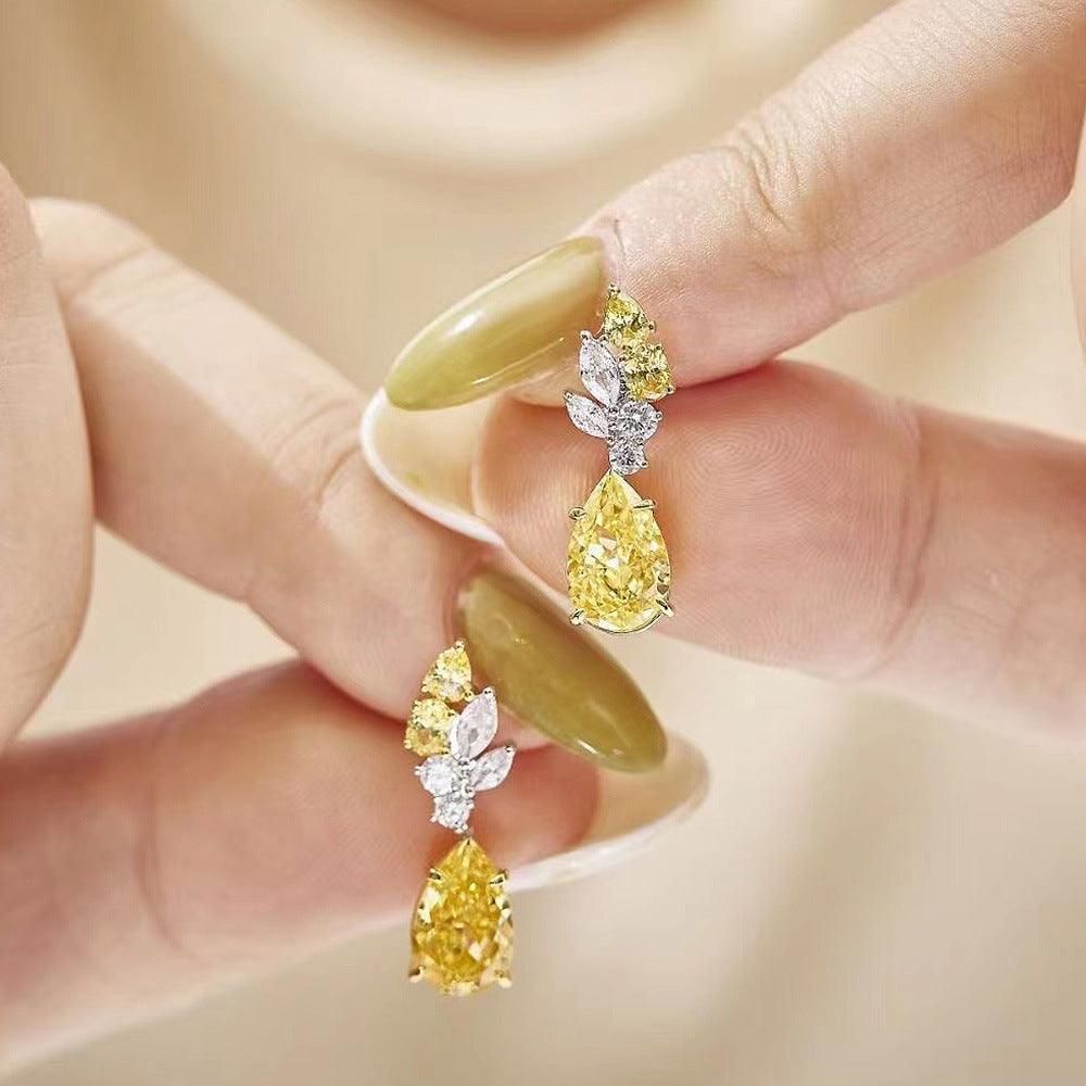 Petal Design S925 Sterling Silver Luxury Micro-Inlaid Stud Earrings