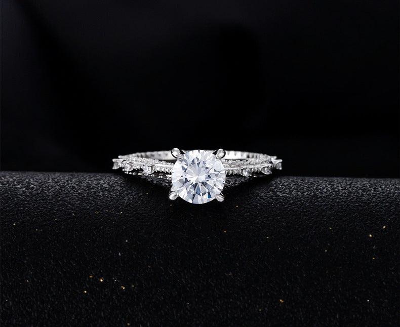 Brilliant Cut Round Wall Setting S925 Silver Ring