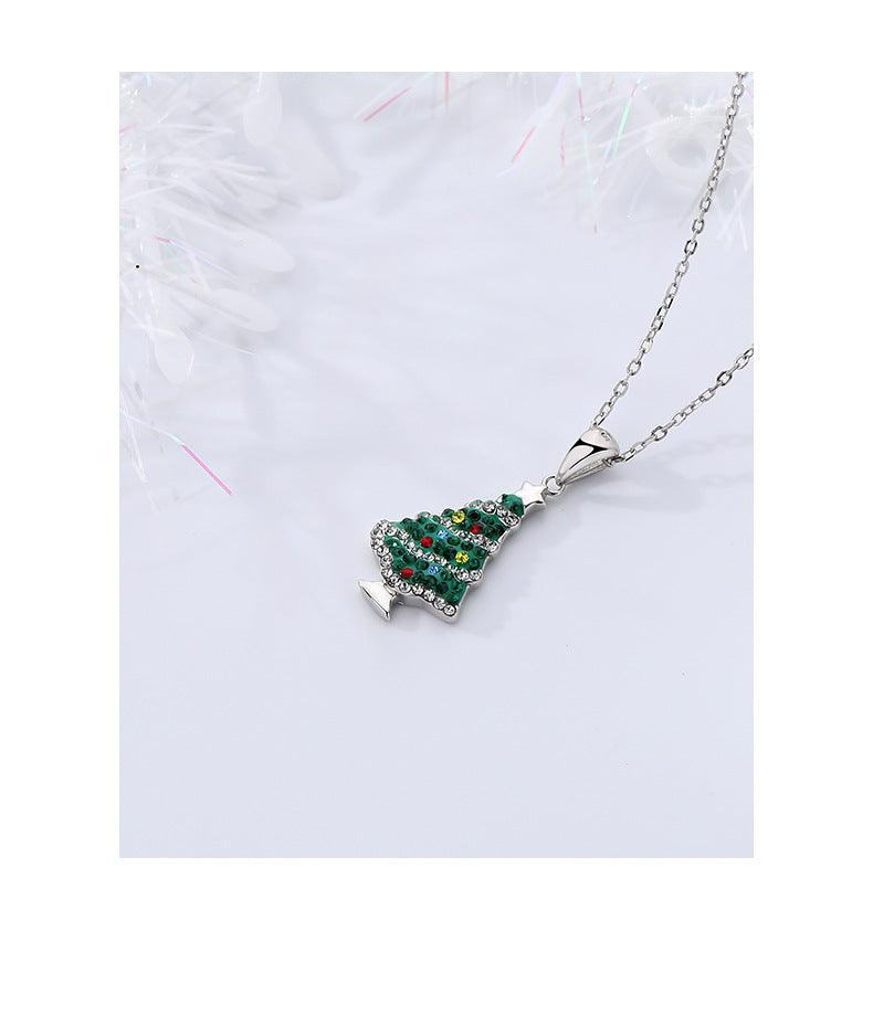 Colorful Zircon Christmas Tree S925 Sterling Silver Necklace