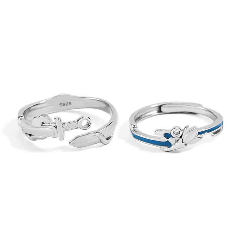 Knight and Rose S925 Silver Couple Ring-BlingRunway
