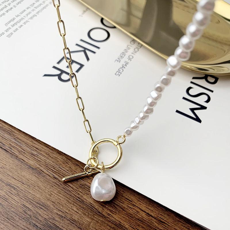 Classic Irregular Half Pearl Half Strand Freshwater Pearl Necklace