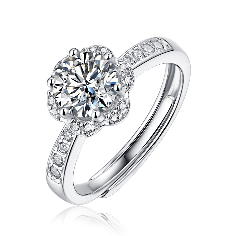 Blooming Flower Moissanite S925 silver ring-BlingRunway
