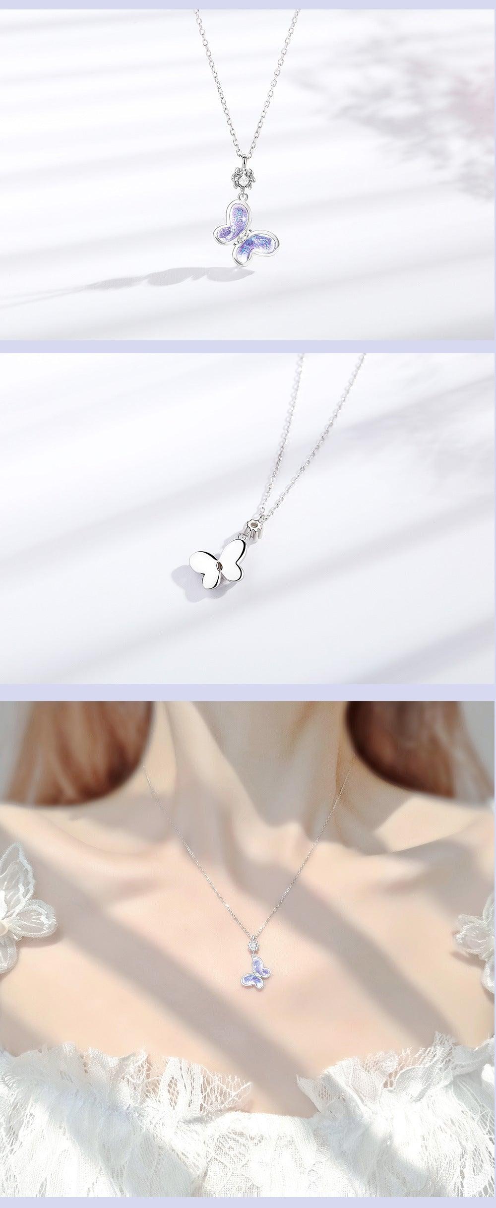 Aurora Series Butterfly Pendant S925 Sterling Silver Necklace