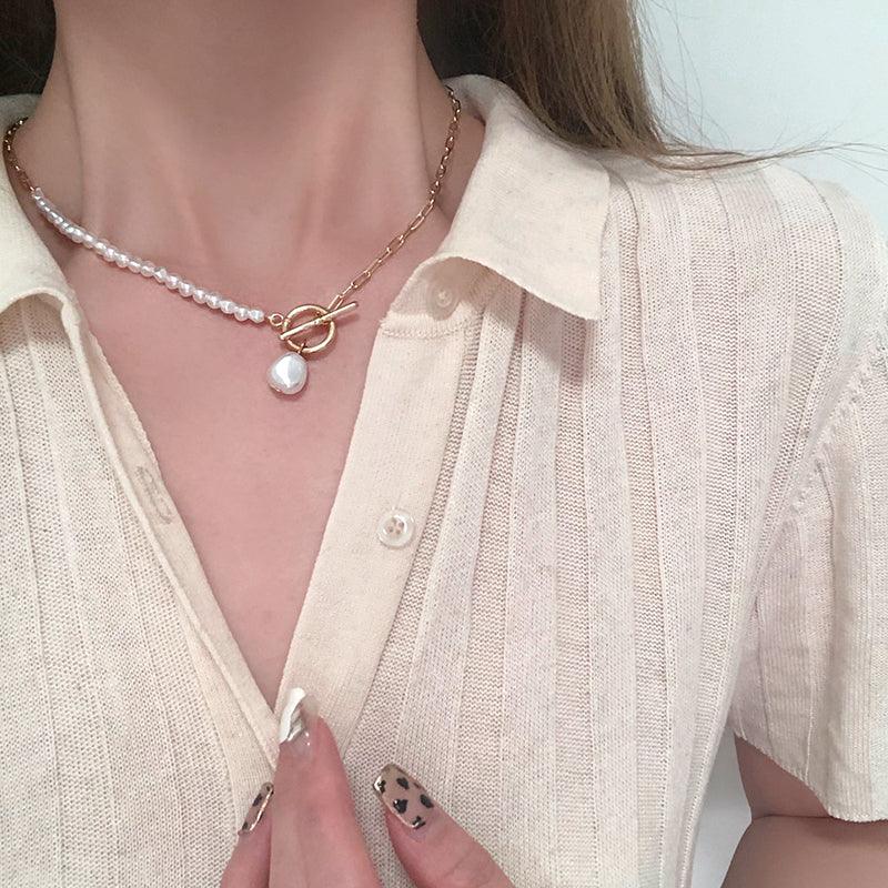 Classic Irregular Half Pearl Half Strand Freshwater Pearl Necklace