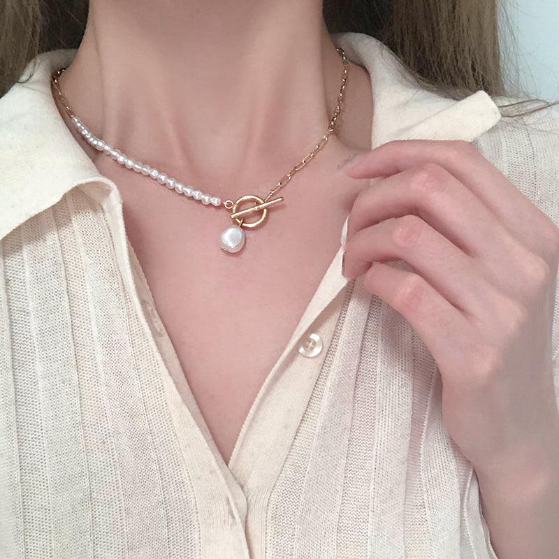 Classic Irregular Half Pearl Half Strand Freshwater Pearl Necklace