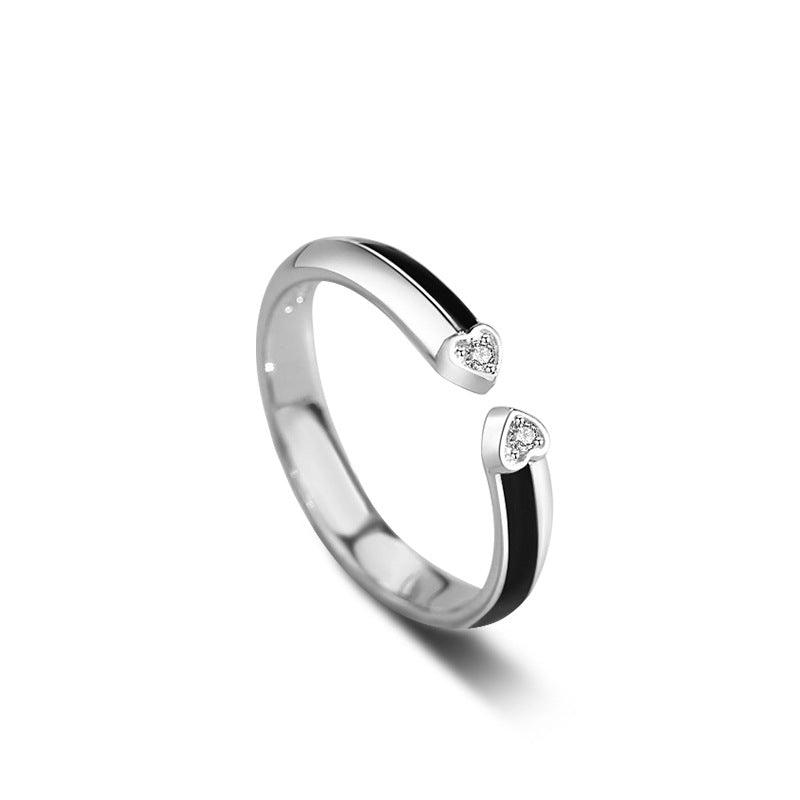 Simple Heart S925 Sterling Silver Couple Ring