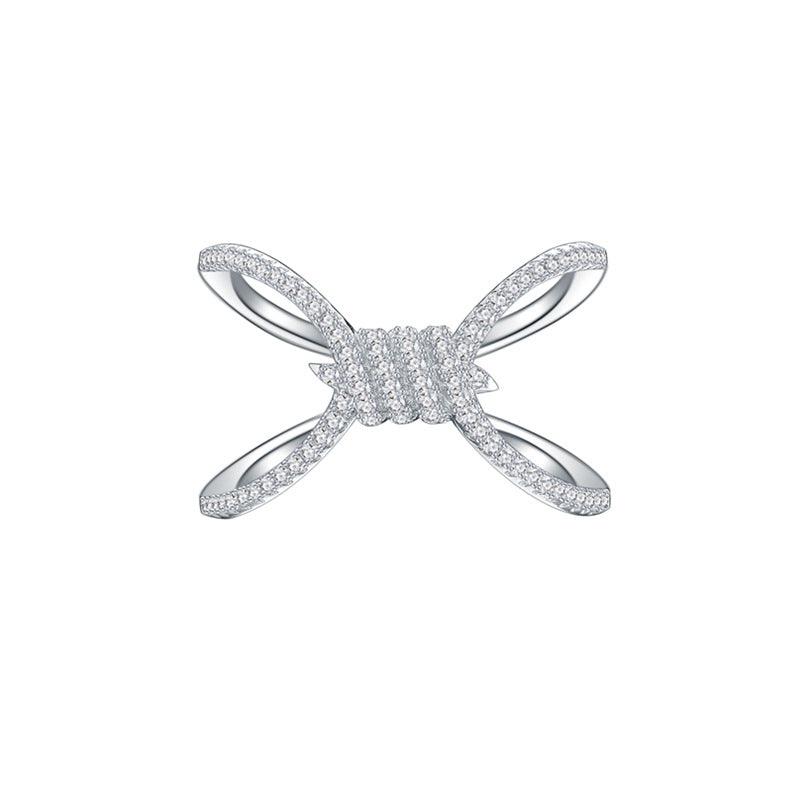 Cross Rope Knot Handmade Collection S925 Sterling Silver Ring-BlingRunway