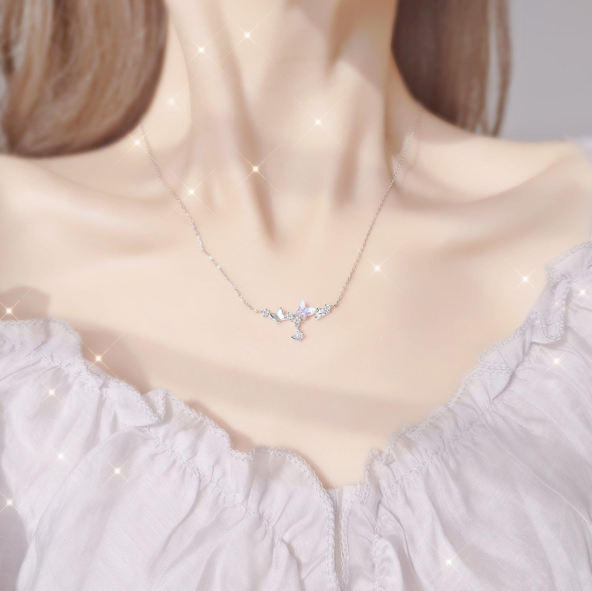 Aurora Collection Moon Garland Pendant S925 Sterling Silver Necklace