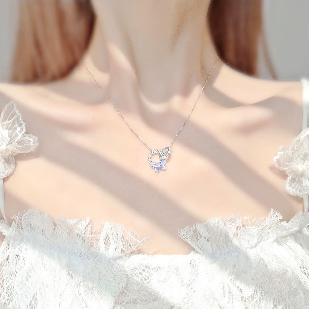 Aurora Series Butterfly Pendant S925 Sterling Silver Necklace
