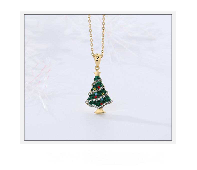 Colorful Zircon Christmas Tree S925 Sterling Silver Necklace
