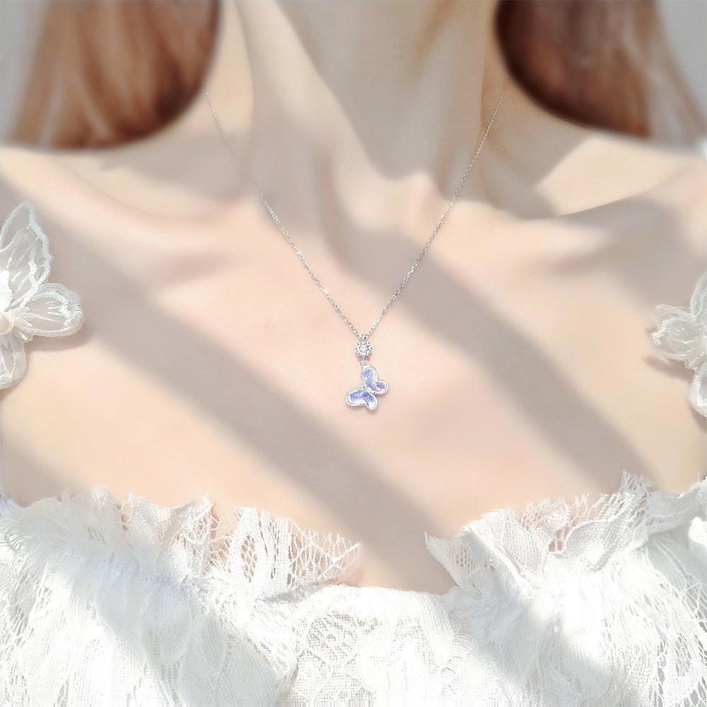 Aurora Series Butterfly Pendant S925 Sterling Silver Necklace
